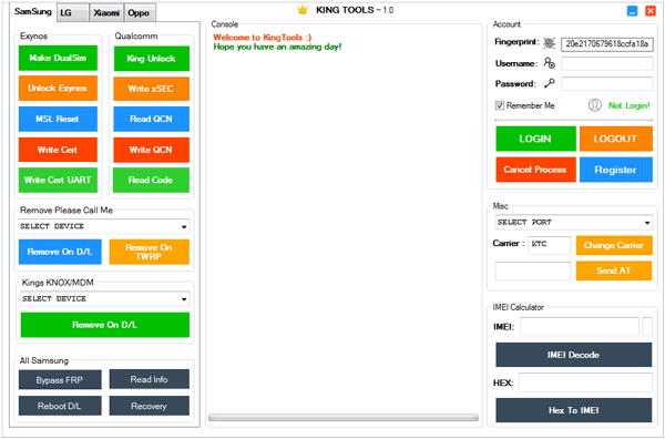 use king tools to unlock frp on samsung