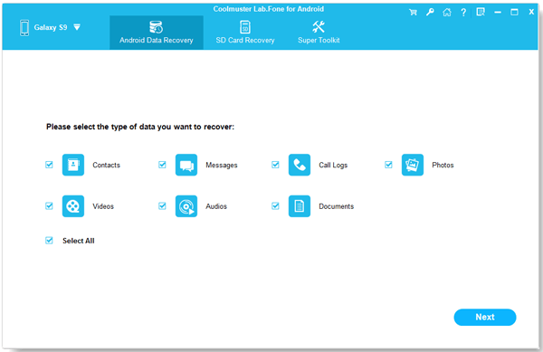 choose the contacts category for recovery