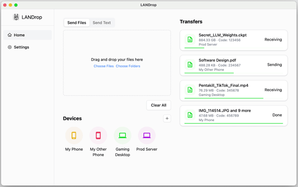 Dateiübertragung von Android zu Mac - landrop