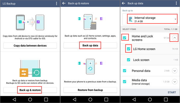 transfer data from lg to lg with lg backup on settings app