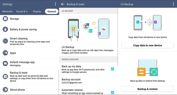 restaurer les contacts perdus de LG via la sauvegarde LG