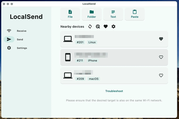 localsend auf dem Mac