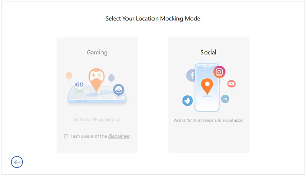 select a mode to spoof the location on your device