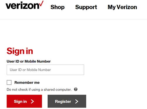 Melden Sie sich bei Verizon an