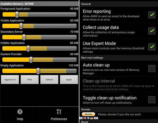 manage android memory with auto memory manager