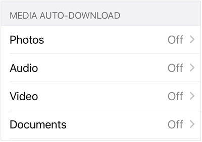 switch off auto download on whatsapp to reduce storage usage