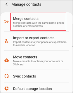 merge contacts via android contacts app