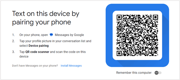 print sms from android with google messages web