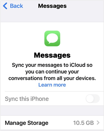 sync iphone messages to icloud for backup