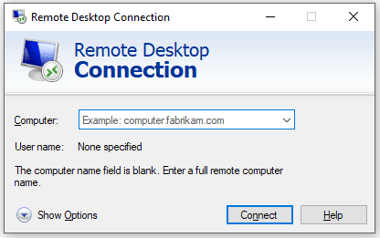 Öffnen Sie den Remotedesktop auf einem Windows-PC