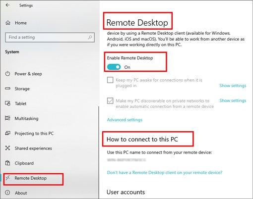 utiliser le bureau à distance pour diffuser l'écran du PC sur Android