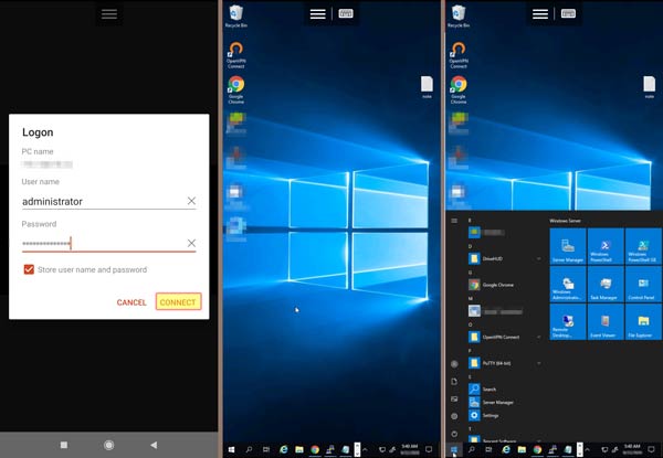 view and access the pc desktop on a mobile phone