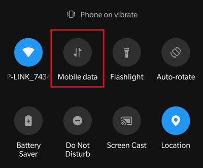 switch off mobile data on android