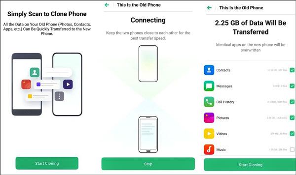 Klonen Sie Daten von iOS auf Oppo über die Klon-Telefon-App