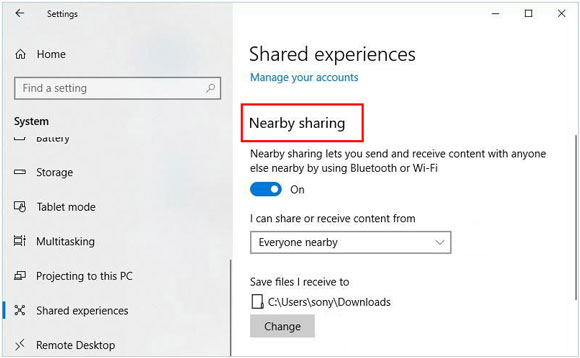 wi-fi file transfer for from pc to pc using nearby sharing