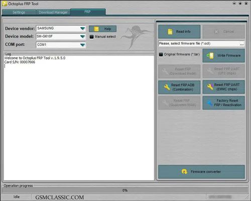 launch octoplus frp tool