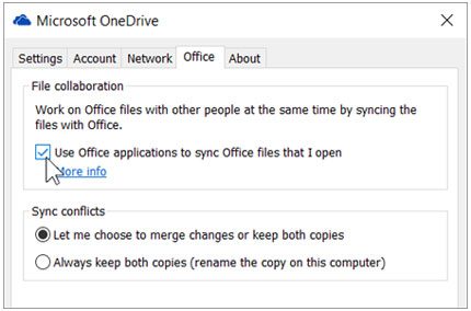 décochez le téléchargement du bureau pour réparer le problème de synchronisation OneDrive