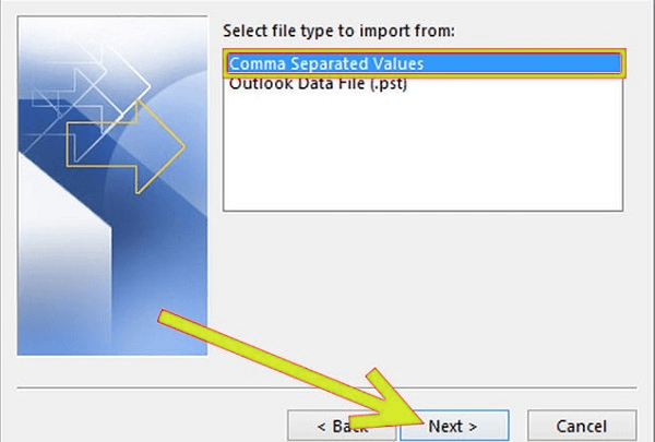 back up outlook contacts to csv