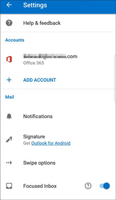 アカウント経由で Android の連絡先を Outlook に同期する