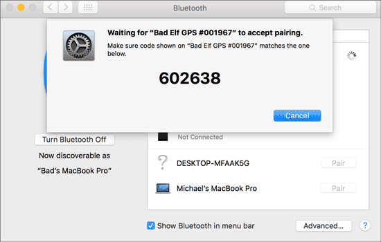 pair bluetooth code on mac