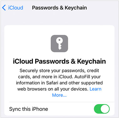 sync saved passwords to new iphone via icloud keychain