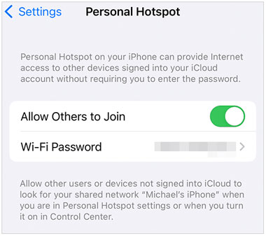 turn on hotspot on iphone