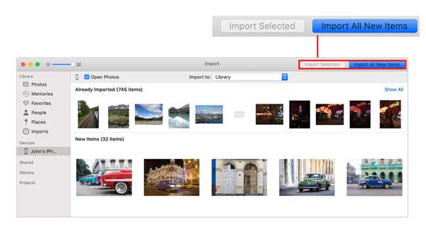 通过 Mac 上的照片应用程序将照片从 iPhone 复制到 USB 记忆棒