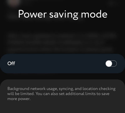 switch off power saving on android