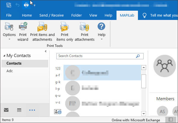 imprimer ma liste de contacts via Outlook