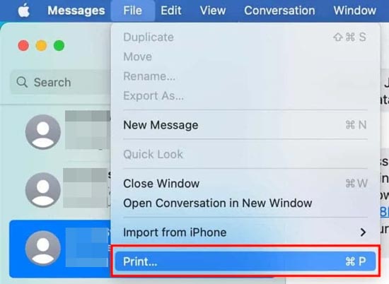 MacでiMessageを印刷する