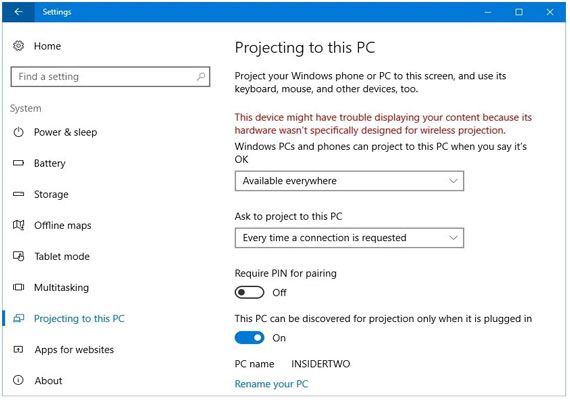 mettre en miroir Android sur Windows 10 via la fonction de diffusion intégrée