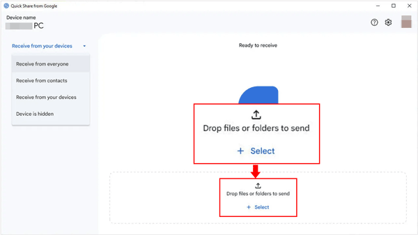 send files with quick share