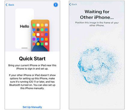 link iphones together using quick start