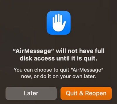 reopen airmessage on mac