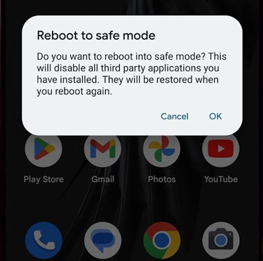 get pixel device into safe mode to solve the black screen problem