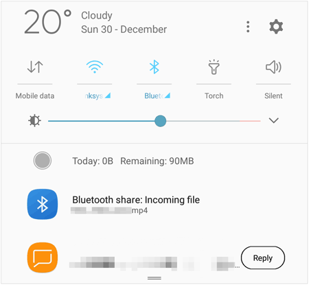 received files on android with bluetooth
