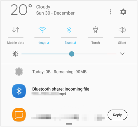 reçu des fichiers sur android avec bluetooth