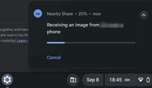 envoyer des images de Samsung vers Chromebook via un partage à proximité