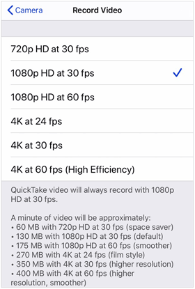 change video resolution on iphone