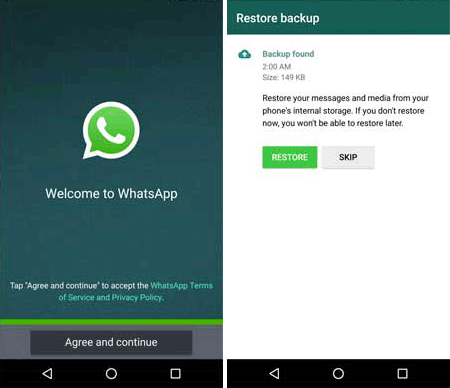 reinstall whatsapp on android device