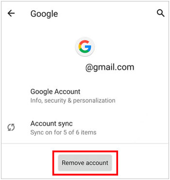remove google account from android device