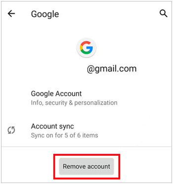 Entfernen Sie das Google-Konto vom Android-Gerät