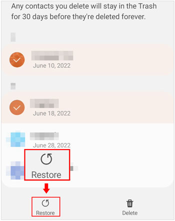 restore deleted contacts from android contacts app