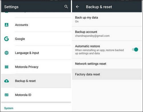 restaurer les données sur moto x