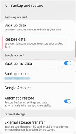 restore data to samsung galaxy s10