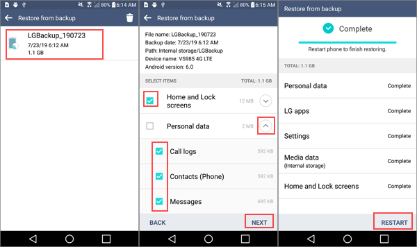 Stellen Sie das LG-Gerät aus dem LG-Backup wieder her