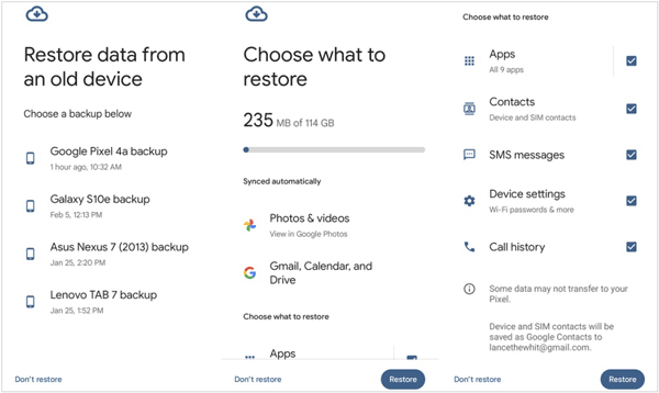 restore deleted app data from google backup to android phone