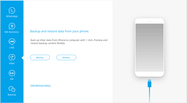 back up viber data from the old iphone to the computer