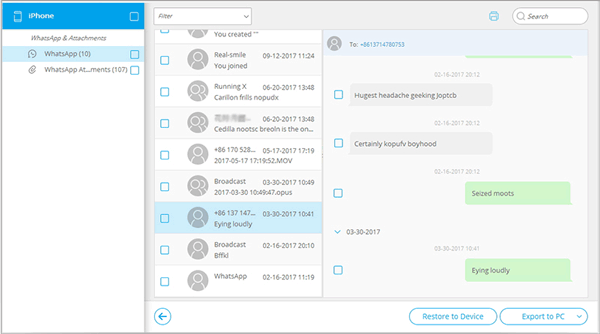 backup whatsapp data to a computer selectively