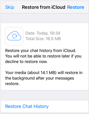 如果手机丢失，从 icloud 备份恢复 Whatsapp 消息